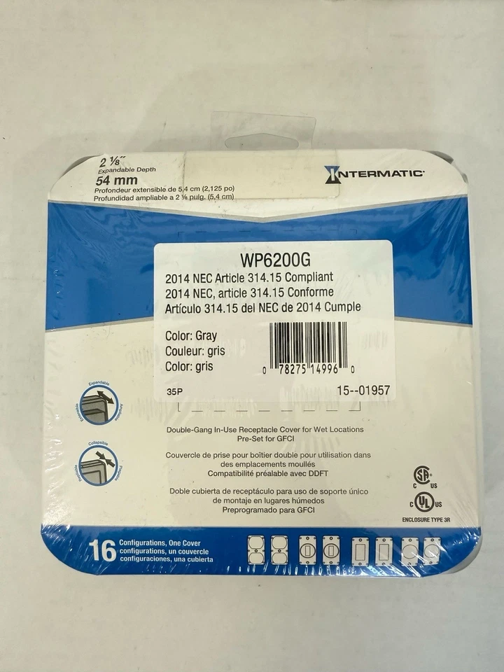 Lot Of 3 Intermatic WP6200G Wp Low Profile Sd Dg Gray Double-Gang Y775K - Image 4 of 4