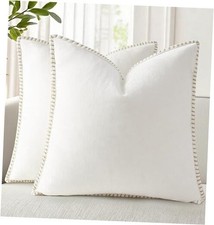 Spring Chenille Soft Cozy Throw Pillow 26" x 26" Pack of 2 Cream White