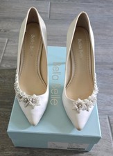 Bella Belle Wedding Ivory Silk Pumps Pearl/3D Floral Beading JASMINE Size 8.5