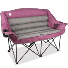 Oversized Double Camping Chair, Fully Padded Loveseat, Heavy Duty Folding Duo...