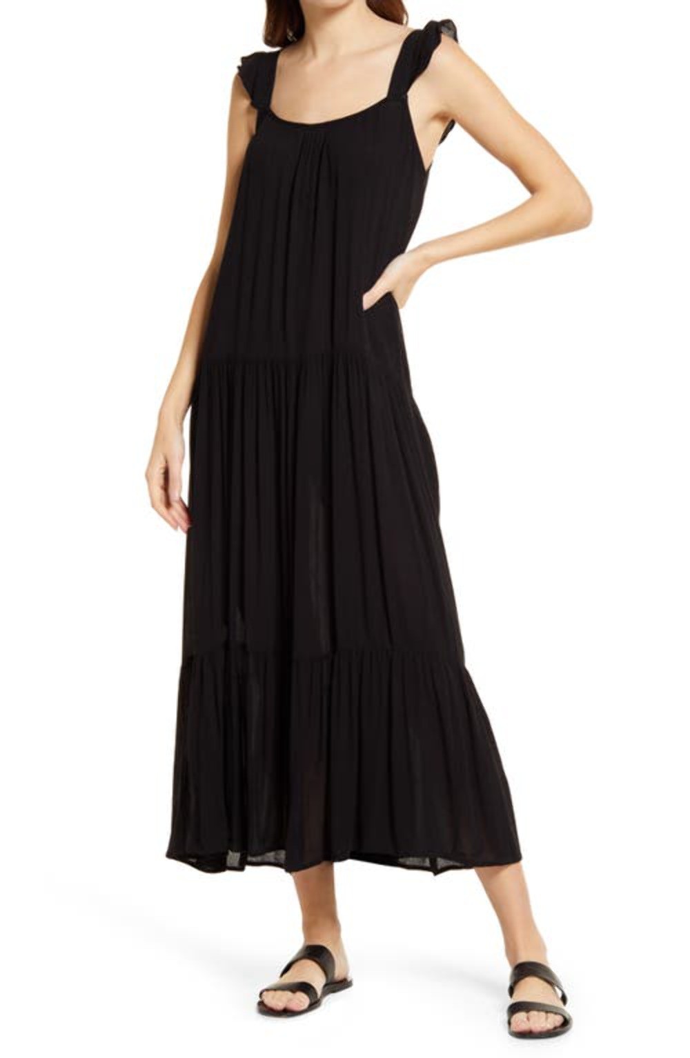 BB Dakota by Steve Madden BB Dakota Under the Sun Midi Dress in Black, Size Medi