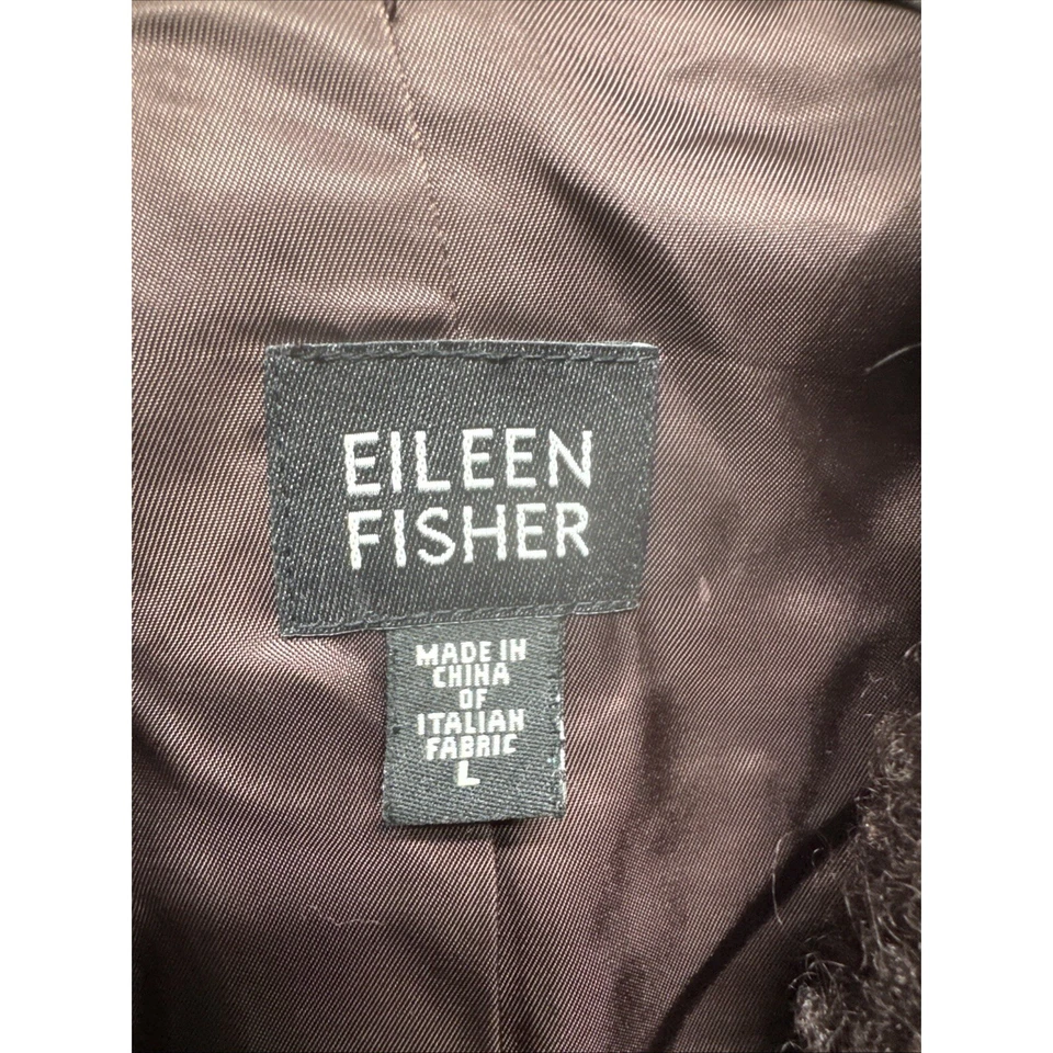 Chaqueta Blazer Eileen Fisher Bouclé Lana Frente Abierto Marrón Texturizado Para Mujer L Foto 3 de 4