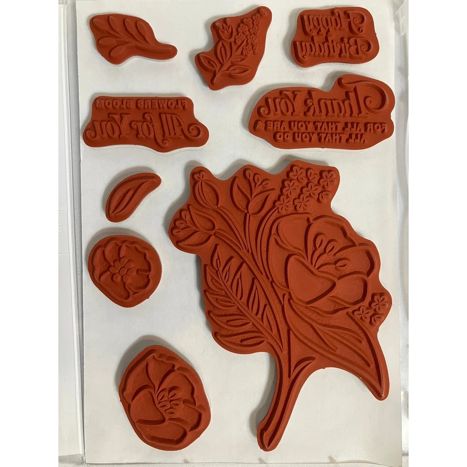 Juego de estampillas Stampin Up All That You Are Cling flor gracias feliz cumpleaños Foto 3 de 4