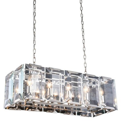 Elegant Lighting 1212D34 Monaco 10 Light 34''W Linear Chandelier - Nickel