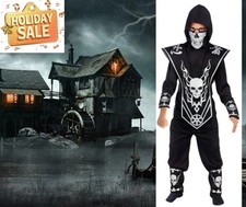 Skull Ninja Silver SIZE XL 14-16 Halloween Costume for Children, Boys NEW