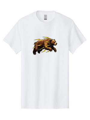 Electric-Bear-1 Mens Graphic Tee, 100% Cotton, Casual Summer Wear