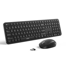 Wireless Keyboard And Mouse Combo Full Size 2.4G USB Set Quiet Cordless Black