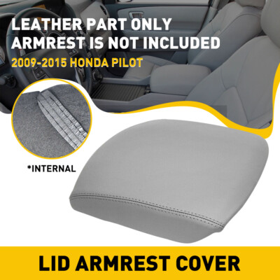 Center Console Armrest Cover For 2009-2015 Honda Pilot - Gray Leather, Easy Install
