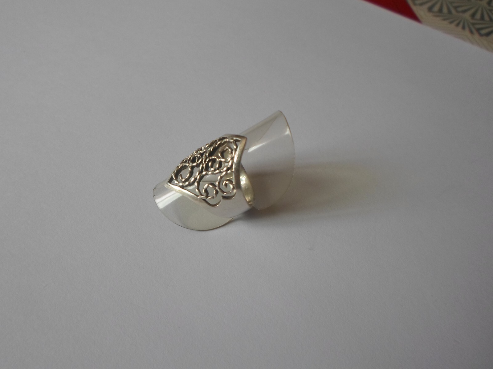 solid silver ring, openwork filigree, size 51 - image 7