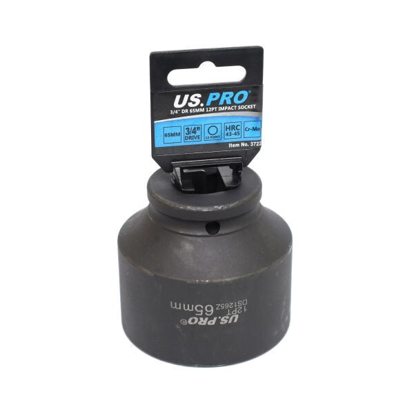 US PRO 65mm Impact Socket | 3/4"" Drive 12PT Deep CR-MO Hardened Steel HRC45