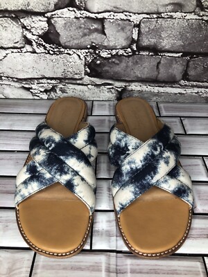 Madewell The Skyler Blue Tie Dye Leather Casual Flat Sandals Women Sz 8M US/39EU