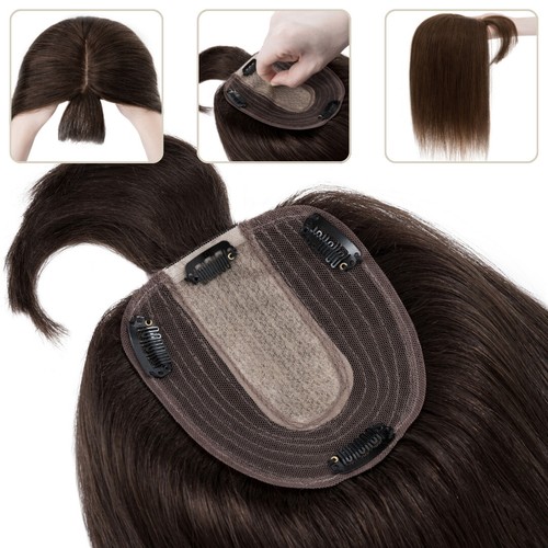 Clip In Remy Echthaar Damen Topper Toupet Toupee Seide Base Haarteil Perücke AAA - Bild 51 von 67