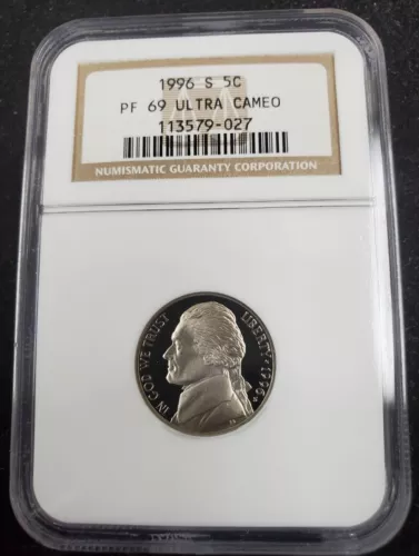1996 S 5c Proof Jefferson Nickel NGC PF 69 Ultra Cameo 