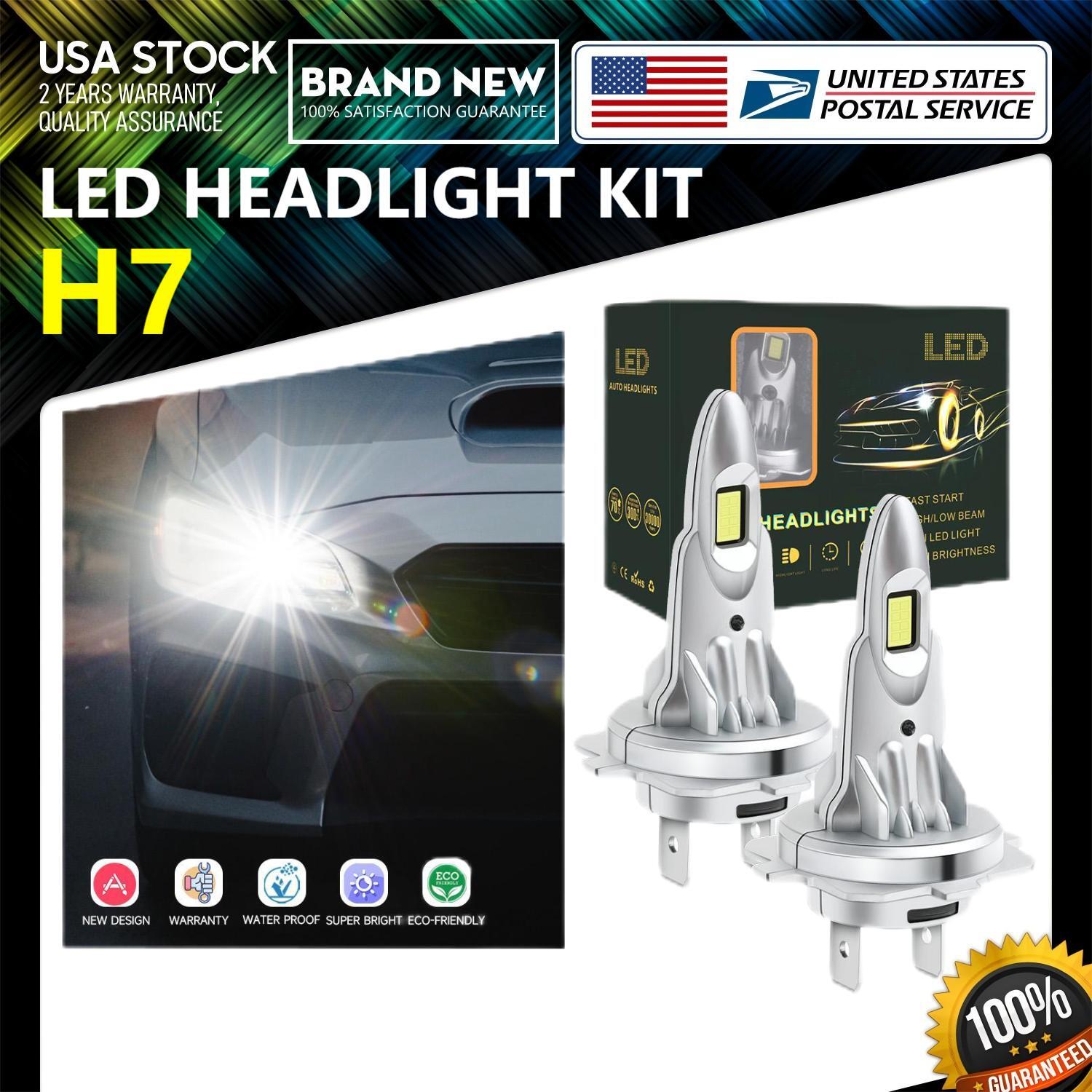 H7 LED Headlight Car High/Low Beam Kit 6000K White For 97-01 Cadillac Catera