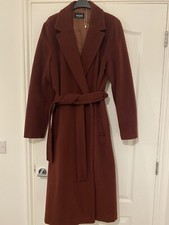 Emme Marella Bnwot Wool Coat Size 16 Burgundy Wrap Long Belted