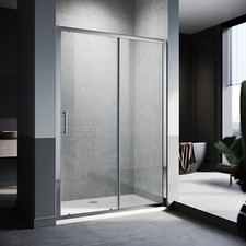 Sliding Shower Enclosure Door 6/8mm Clear Glass Cubicle Screen Optional Tray