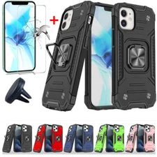 For iPhone 12 Pro Max Case Ring Stand Magnet Cover/Screen Protector/Car Holder
