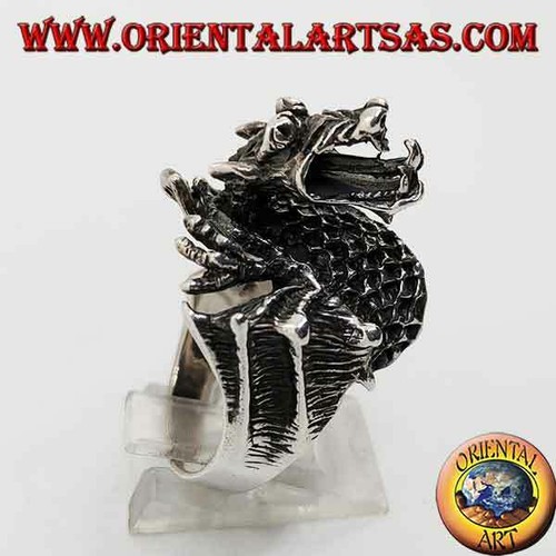 Anillo de plata 925‰ dragón en forma de lanzallamas - Imagen 4 de 5