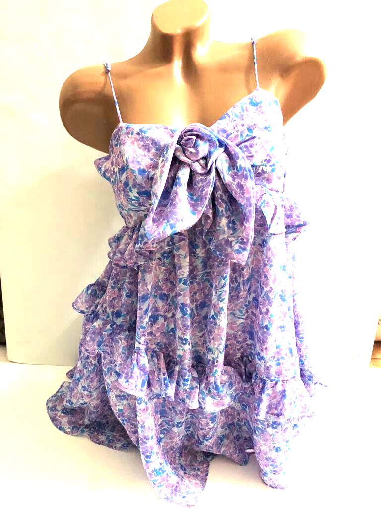 VS For Love Lemons Lilac Blue Floral Mini Dress NWT