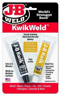 JB Kwik Weld 2-teilig schnell abbindend Kaltschweiß stahlverstärkter Epoxidkleber Metall 