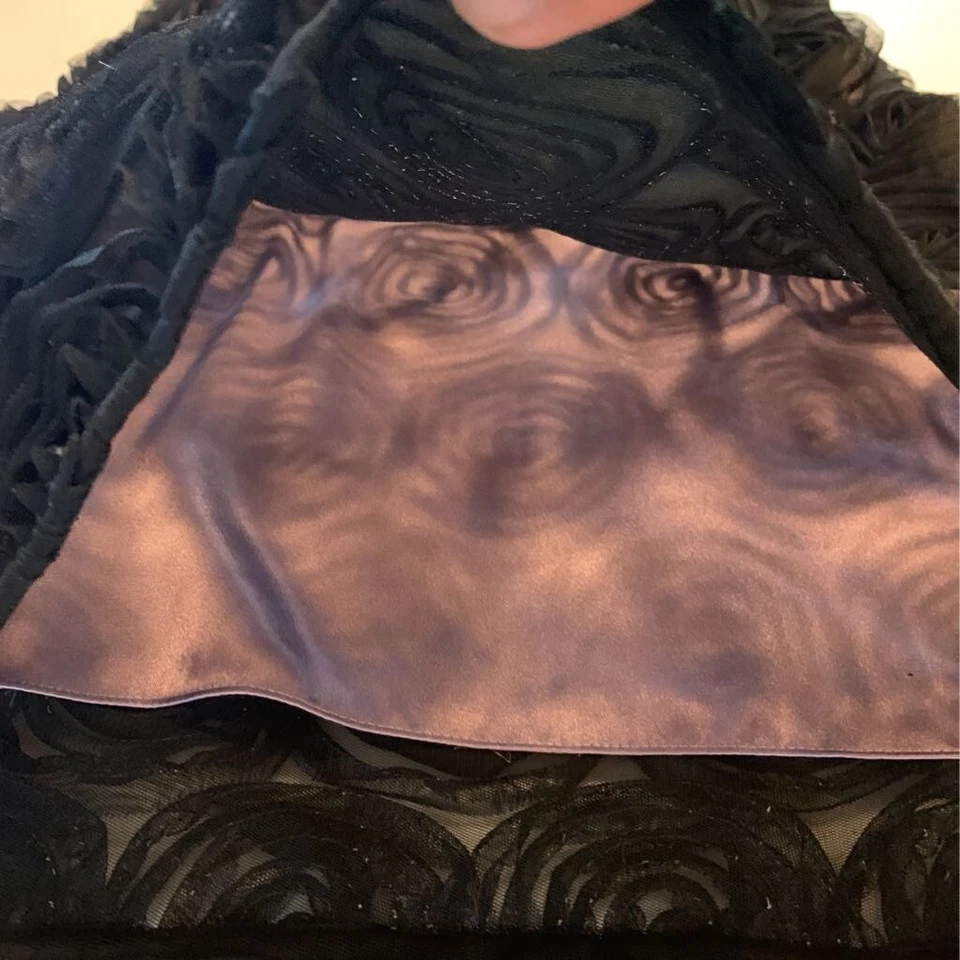 Democracy Womens A Line Dress Black Floral Lined Spaghetti Strap Zipper 2 - Image 4 of 4