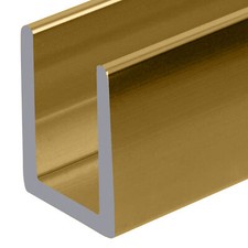 Brite Gold Anodized 3/8" Fixed Panel Shower Door Deep U-Channel - 95" Stock Le