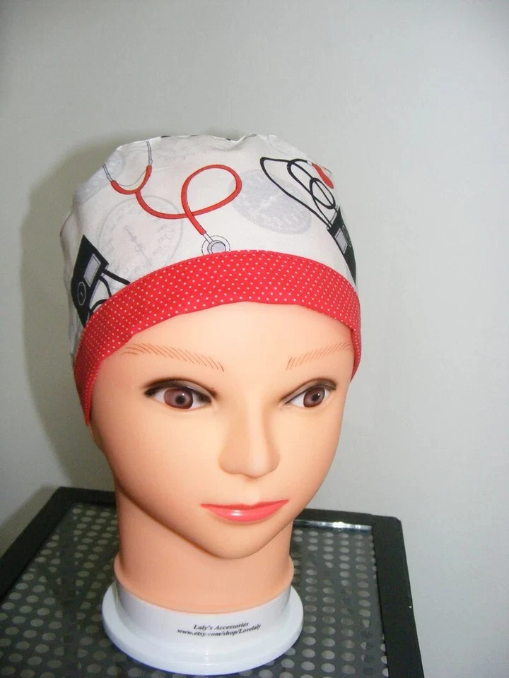 Scrub Surgical Cap Doctor Nurse Hospital Medical Print Handmade Ships Free - Image 2 of 2