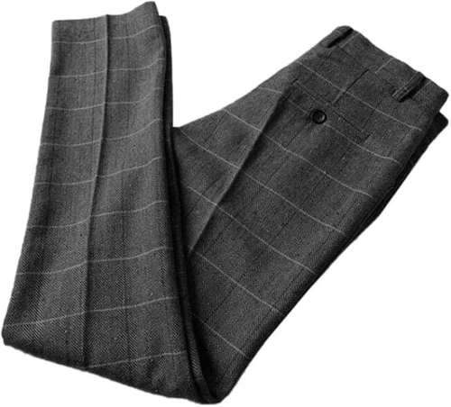 Men's Tweed Herringbone Dress Pants Plaid Classic Fit Adjustable Trousers 26-44 - Picture 6 of 19