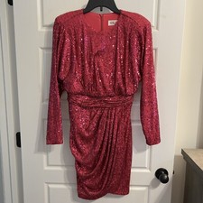 Eliza J Women's Sequined Fusia Pink Long Sleeve Dress Size 6