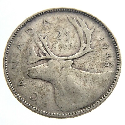 1948 Canada 25 Cents Quarter Circulated George VI Twenty Five