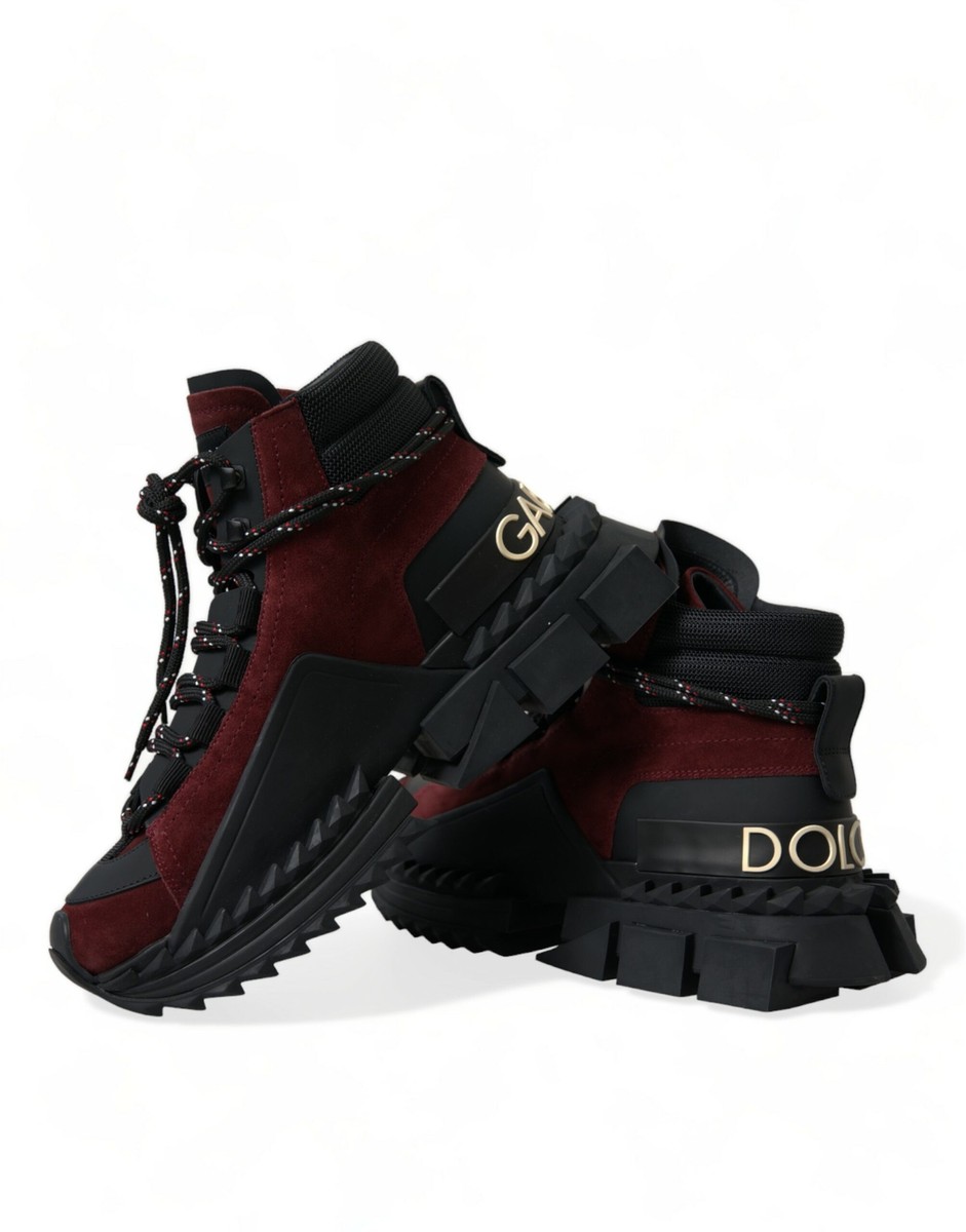 Dolce & Gabbana Burgundy Leather High Top Men's Sneakers Dolce & Gabbana Burgundy Leather High Top Men's Sneakers