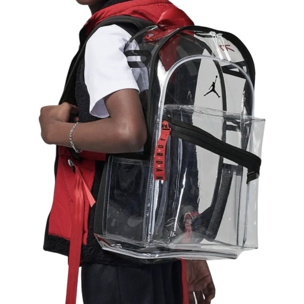 Nike Air Jordan Clear Air Patrol Backpack (27L) Black Red Jumpman 9A0813-CLR New