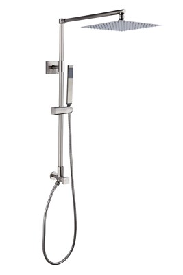 Fennocasa Polaris Lux: Square Rain Shower Head & Handheld Shower, Brushed Nickel