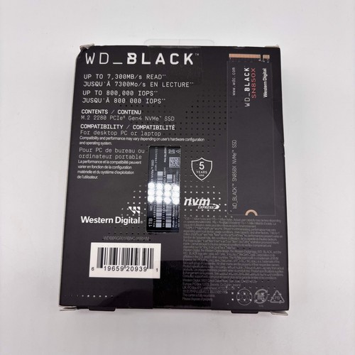 New Western Digital Black SN850X Gaming Drive WDBB9G0010BNC-WRWM - Afbeelding 2 van 4