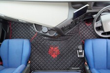 TRUCK ECO LEATHER FLOOR MATS SET- BLACK FIT VOLVO FH 5  2021+ TWIN AIR SEATS