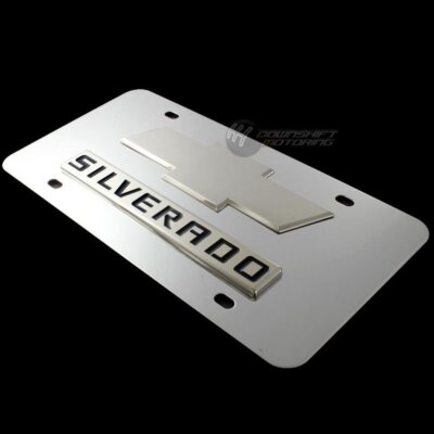Chevy Chevrolet Silverado Logo Front Mirror Stainless Steel License Plate Frame