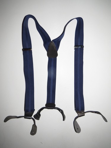 Bretelle Uomo, Stile Y 1-1/2" Hi Lite Righe Nere, Bottoni sulle Orecchie - Foto 6 di 8