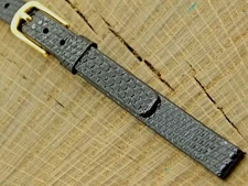 Stylecraft Vintage Unused NOS Black Lizard-Grain Watch Band Gold Tone Buckle 8mm