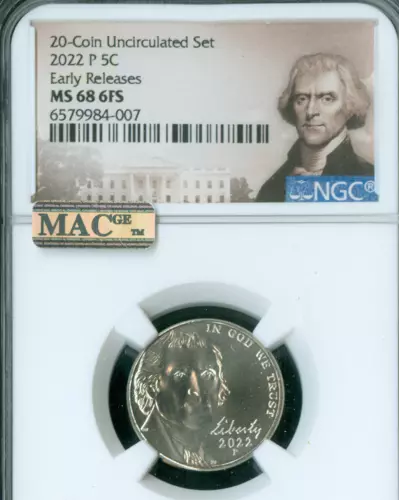 2022 P JEFFERSON NICKEL NGC MS68 6FS  MAC SPOTLESS *