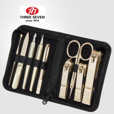 777 THREE SEVEN Nail Clippers Gold Color Set 9PCS Convenient 800BG MADE IN KOREA