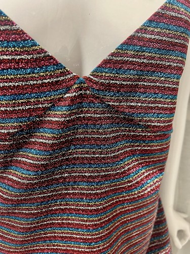 House of Harlow 1960 x revolve Rae Metallic Stripe rainbow X Back Gown XL Lined - Picture 10 of 19