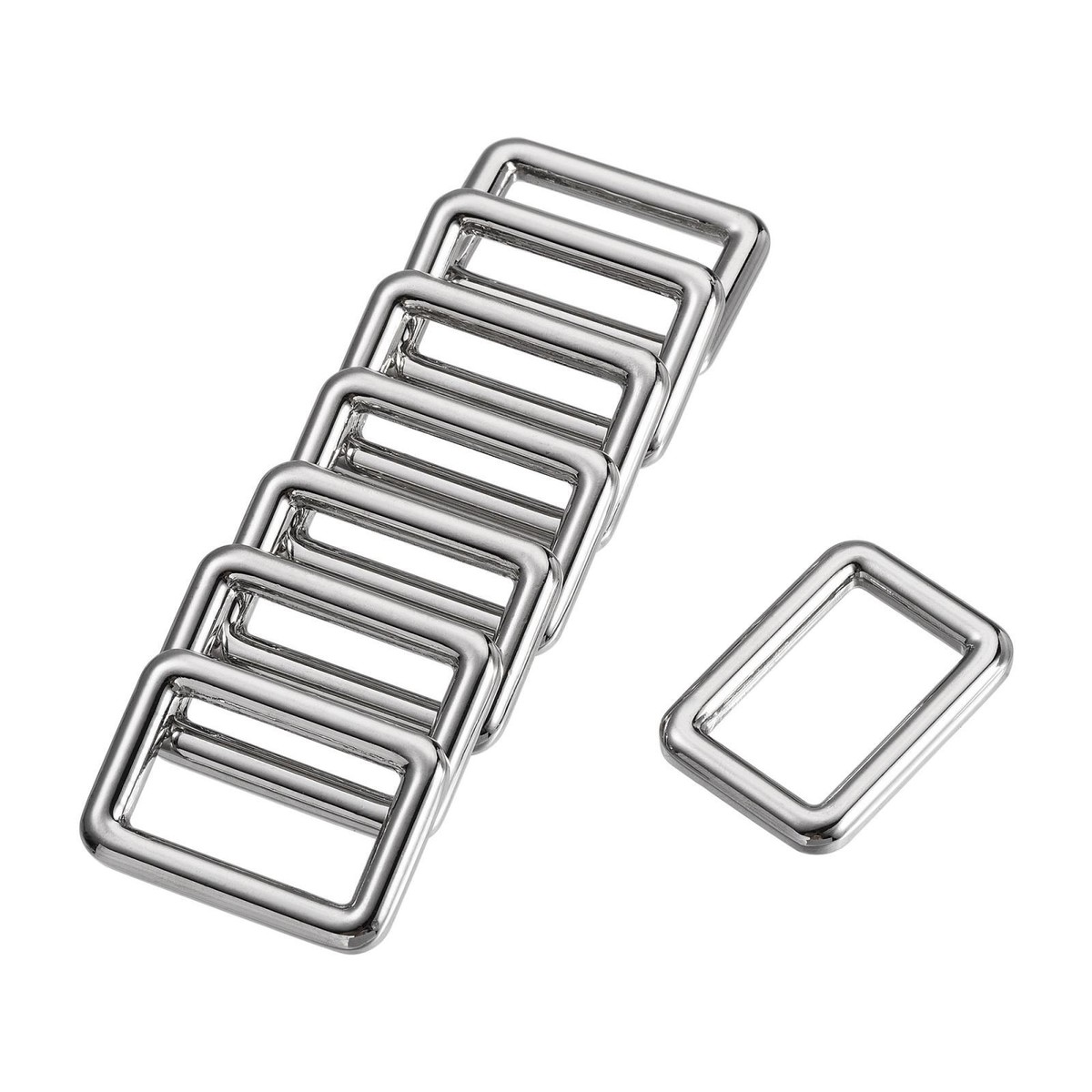 8x Rechteckige Metall-Schnallen – Pistolenschwarz, 25x12 Mm, Für Gürtel & Taschen