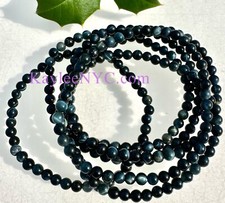 Wholesale 6 Pcs Natural Blue Tiger Eye 4mm 7.5  Crystal Stretch Bracelet