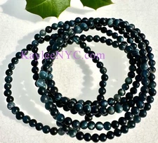 Wholesale 6 Pcs Natural Blue Tiger Eye 4mm 7.5” Crystal Stretch Bracelet