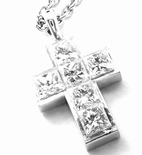 Cartier Platinum Diamond Cross Pendant 