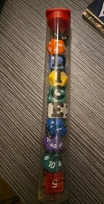 Vintage Dice Koplow Games "Jumbo Tube" The Nice Dice 10 Die Set - Multi Color