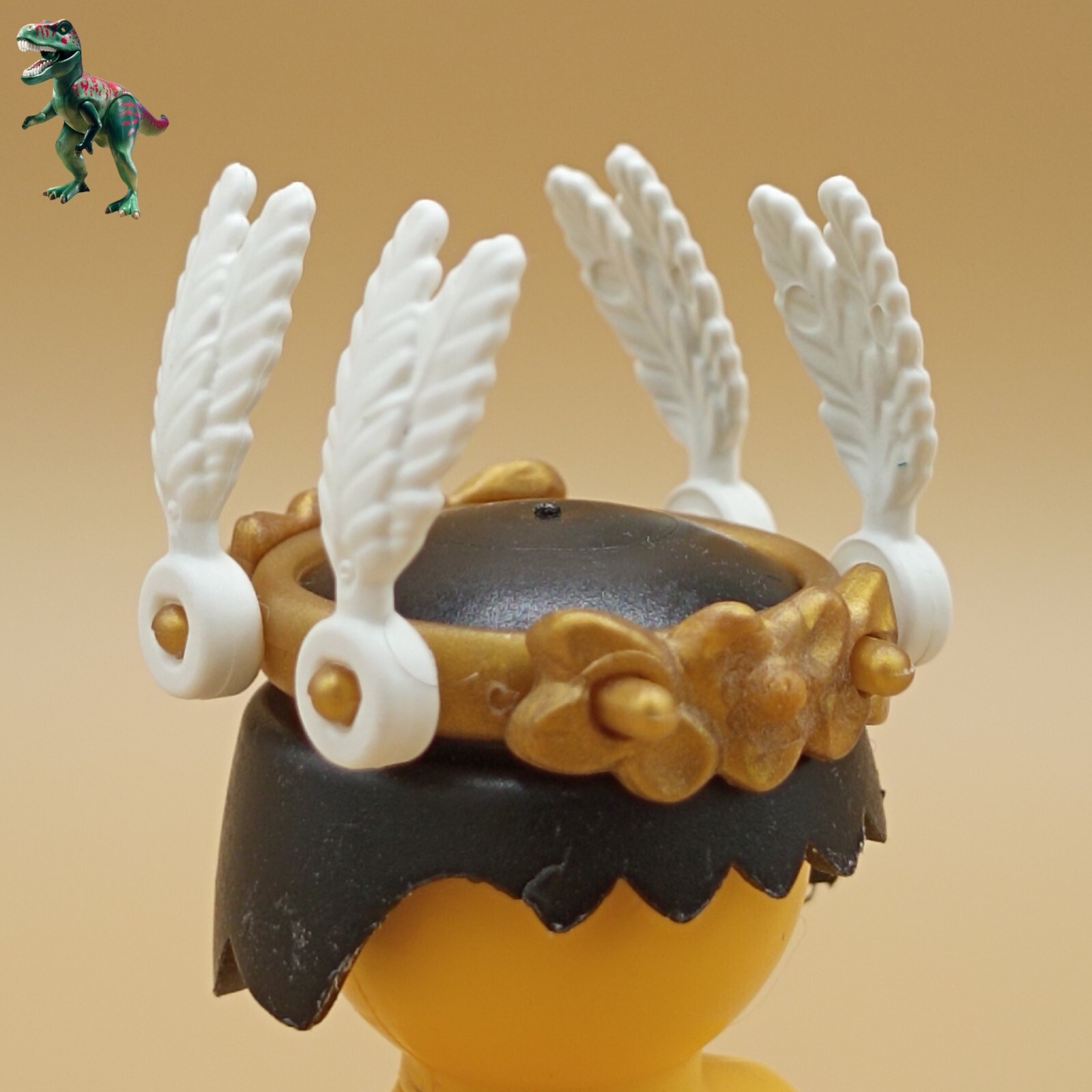 Playmobil-corona de laureles-plumas-diadema dorada-oro-tiara-romana-griego-cesar