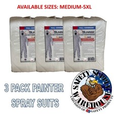 3- Tyvek Style painters Spray Suits, Coverall With Elastic Wrists, Ankles  Hood