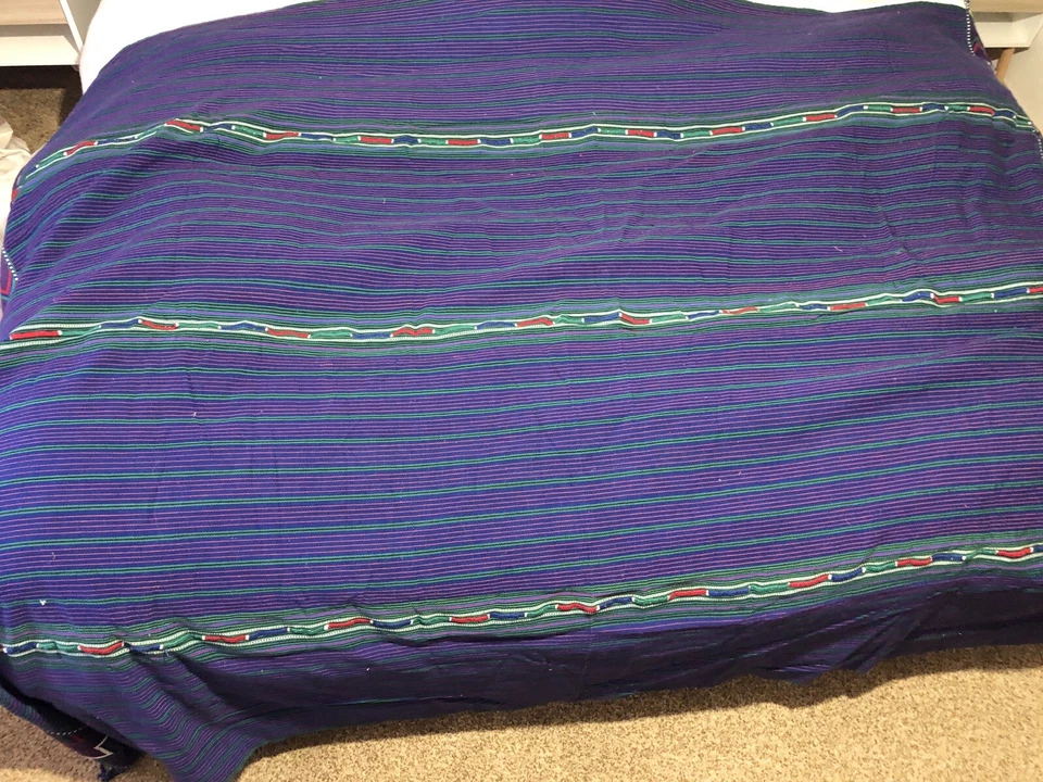 Manta colgante de pared tapiz de colección hecha a mano púrpura verde 68" x 92" Foto 2 de 4