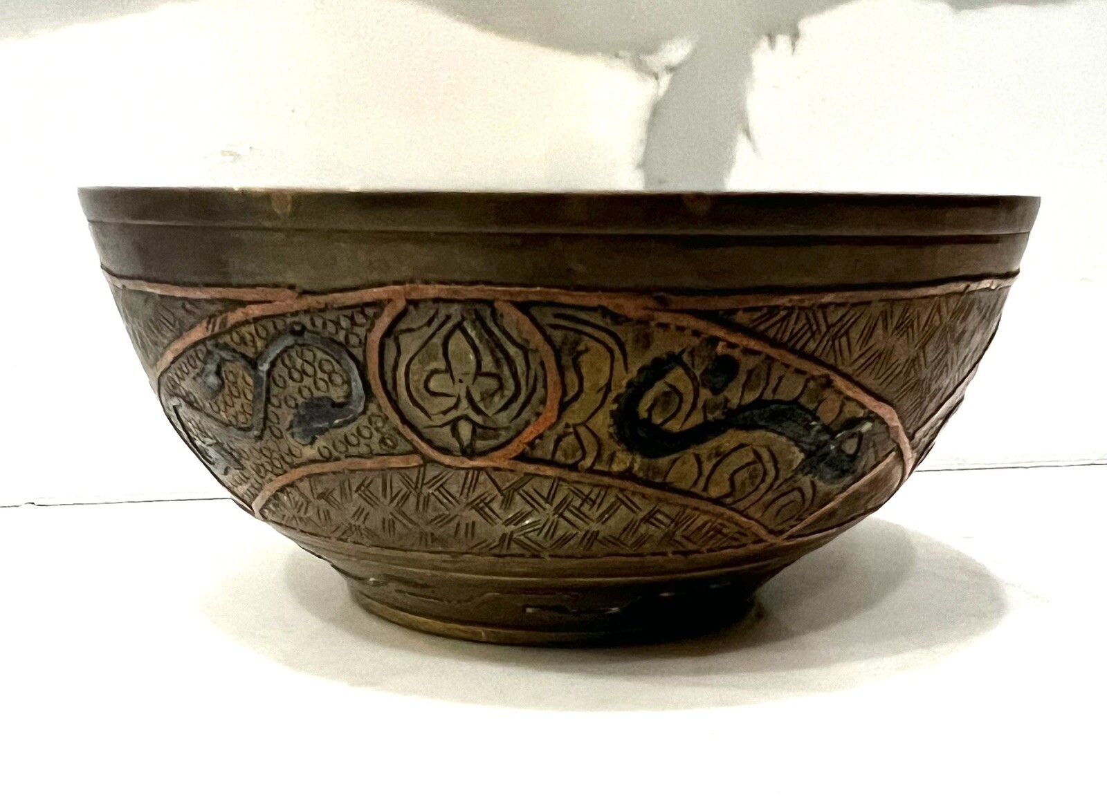 Египетская исламская арабская цельная латунная чаша каллиграфия винтажный домашний декор диаметр 4 дюйма